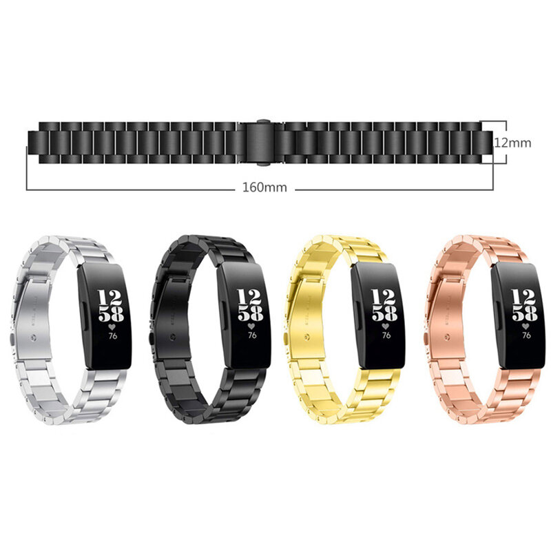 Elegant สแตนเลสสายนาฬิกาข้อมือสำหรับ Fitbit Inspire/Inspire 2/Inspire HR สายคล้องคอสำหรับสร้อยข้อมือ Fitbit Inspire 2 1วง