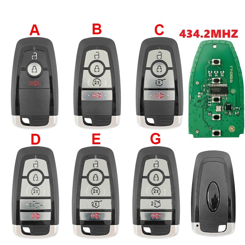 CN018127 434.2Mhz kunci pintar 5 tombol untuk Ford Raptor MK5 2023 Mustang 2024 Chip Titanium Taurus 49 FCC M3N-A3C108397 PN 164-R834