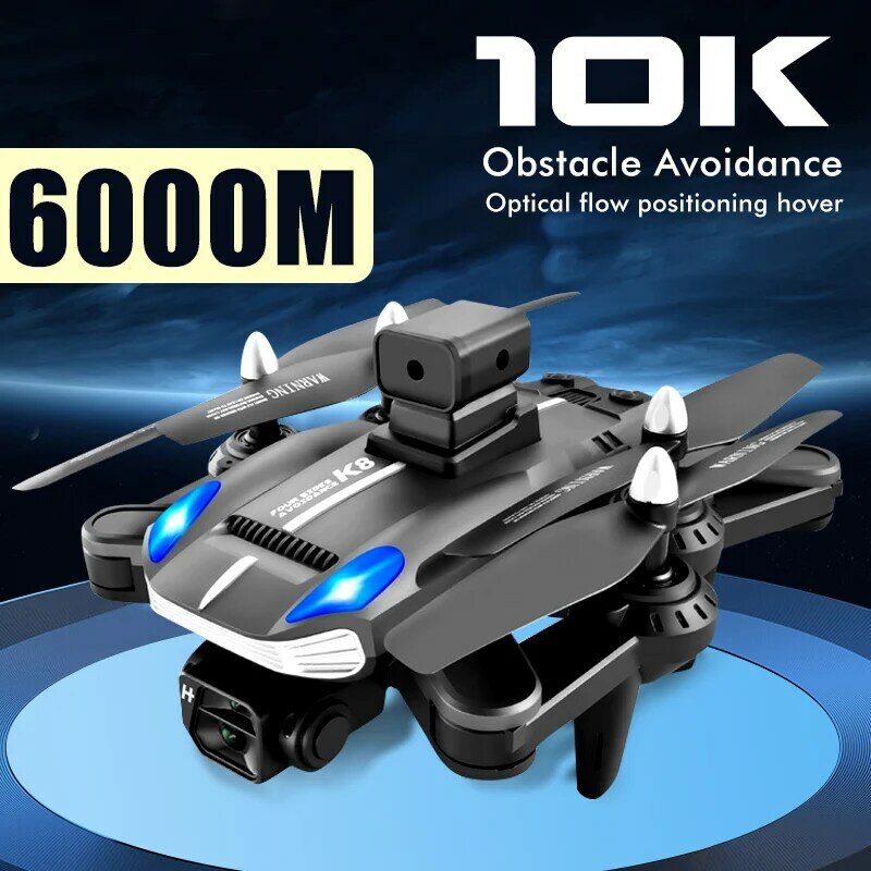 Drones K8 10K profesionales de alta definición ESC evitan obstáculos juguetes de helicóptero RC 6000m posicionamiento de Flujo óptico cuatro rotores