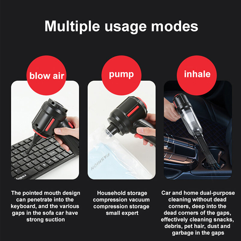 90000pa Cordless Handheld Vacuum Cleaner Mini Portable Auto Wireless Car Home Power Powerful Dust Suction Accessories Car H