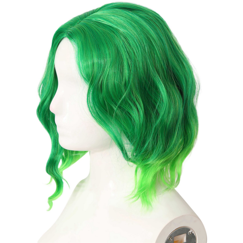 Zielony Gradient fluorescencyjny środkowy rozchylony peruka z lokami kobiecej peruce krótki peruka z kręconych włosów na cospparty Performance maskaradę