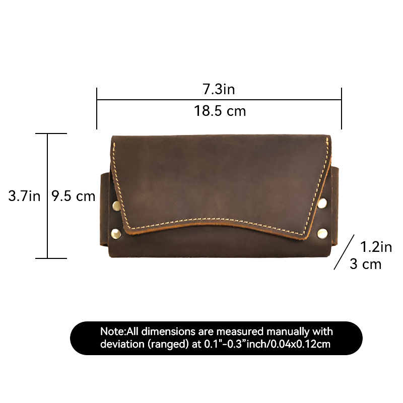 RIYAO Genuine Leather Waist Pack Vintage Dual Layer Phone Bag Pouch fanny pack For Men's Phone Holster Belt Bag Wallet Case Man