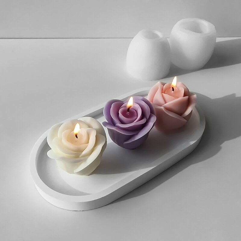 Moule en Silicone pratique pour bricolage, bougie parfumée à Rose Unique, moule artisanal en plâtre