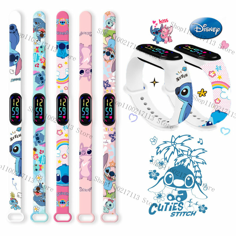 Disney Lilo & Stitch orologio per bambini action figure cute Print LED braccialetto sportivo impermeabile elettronico orologio regali di compleanno per bambini