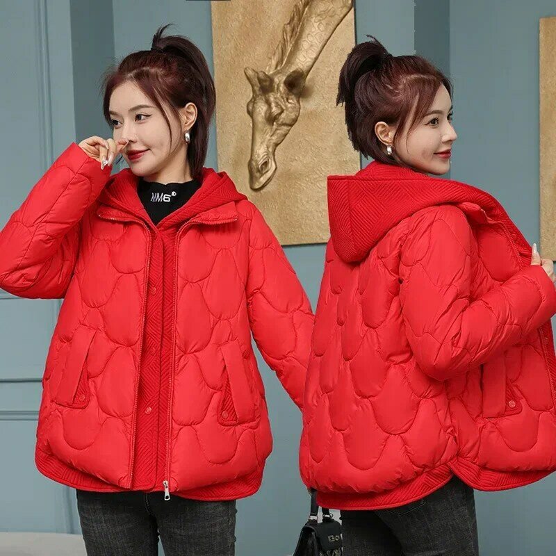 Abrigo acolchado holgado de estilo coreano para mujer, chaqueta cómoda, Parkas cálidas, ropa informal de invierno, novedad de 2024