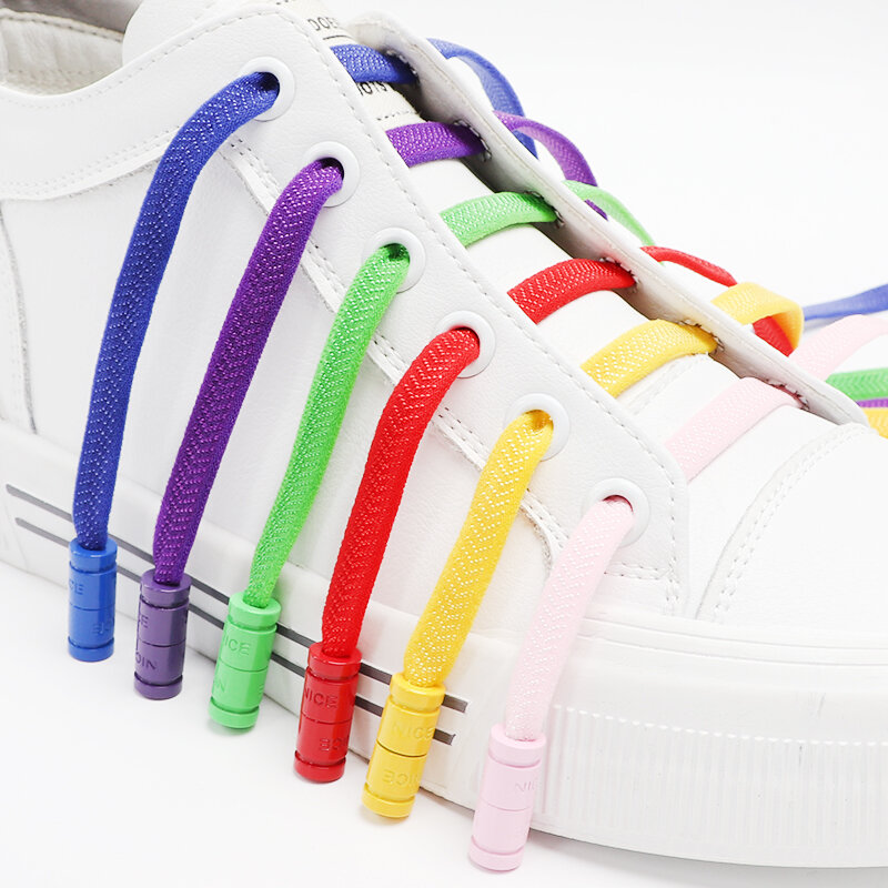 Cadarços de fechamento da cápsula colorida sem laços elásticos tênis nenhum laço sapato laços crianças adulto plana cadarço rápido para sapatos
