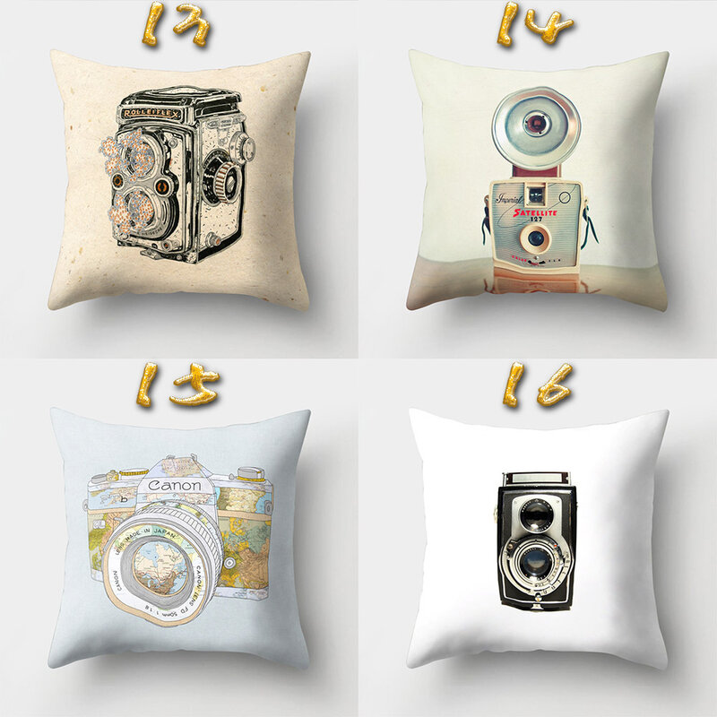 Polyester Creative Home Pillow Case Camera Astronaut Pattern Pillow Covers Car Office Sofa Seat Cushion Lumbar Waist PillowCover