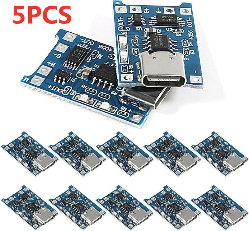 2/5PCS 1A 18650 Lithium Battery Protection Board Type-c/Micro/Mini USB Charging Module TP4056 With Protection One Plate Module
