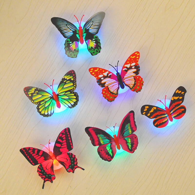 Vlinder Zelfklevende Led Wandlamp Creatieve Thuis Kamer Decoratie Nachtlampje Indoor Sfeer Verlichting Willekeurige Kleur
