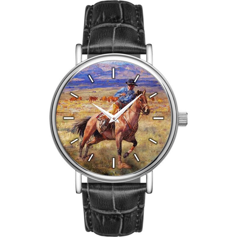 New Men'S Watch Quartz Wristwatches Fashion&Casual Leather Watch Horse And Spanish Bullfighter For Men