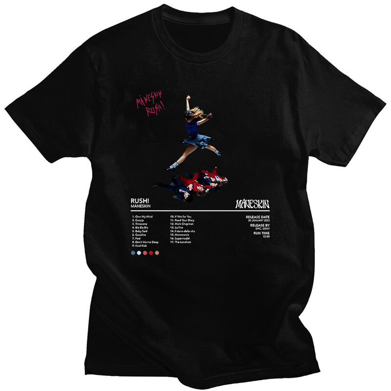 Maneskin Rush T-Shirt Korte Mouw Gothic Punk T-Shirt Voor Lente/Zomer Koreaanse Stijl Harajuku Camiseta Hombre Retro Kleding