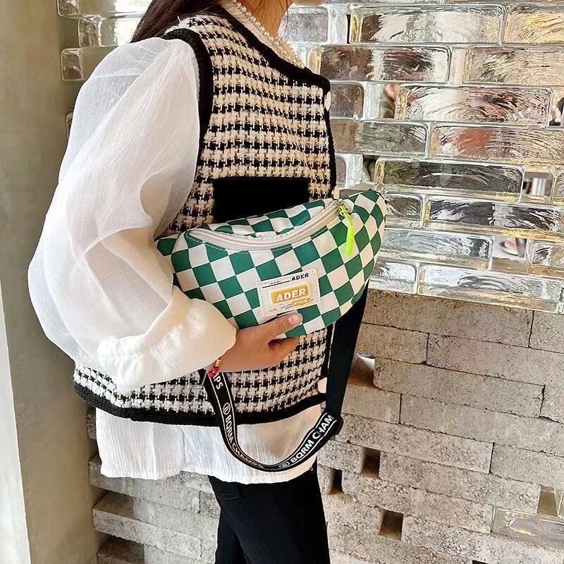 Crianças checkerboard mochila bonito moda peito saco menina mensageiro bolsa de ombro do bebê moeda fanny pacote presentes do dia das crianças