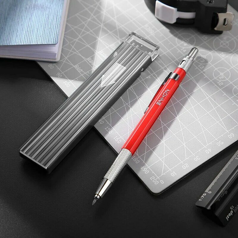 4X spawarki ołówek ze srebrnymi wkładami 48 szt., metalowe Marker do mechanicznego spawania ołówek do pipefitterów, produkcja, czerwony