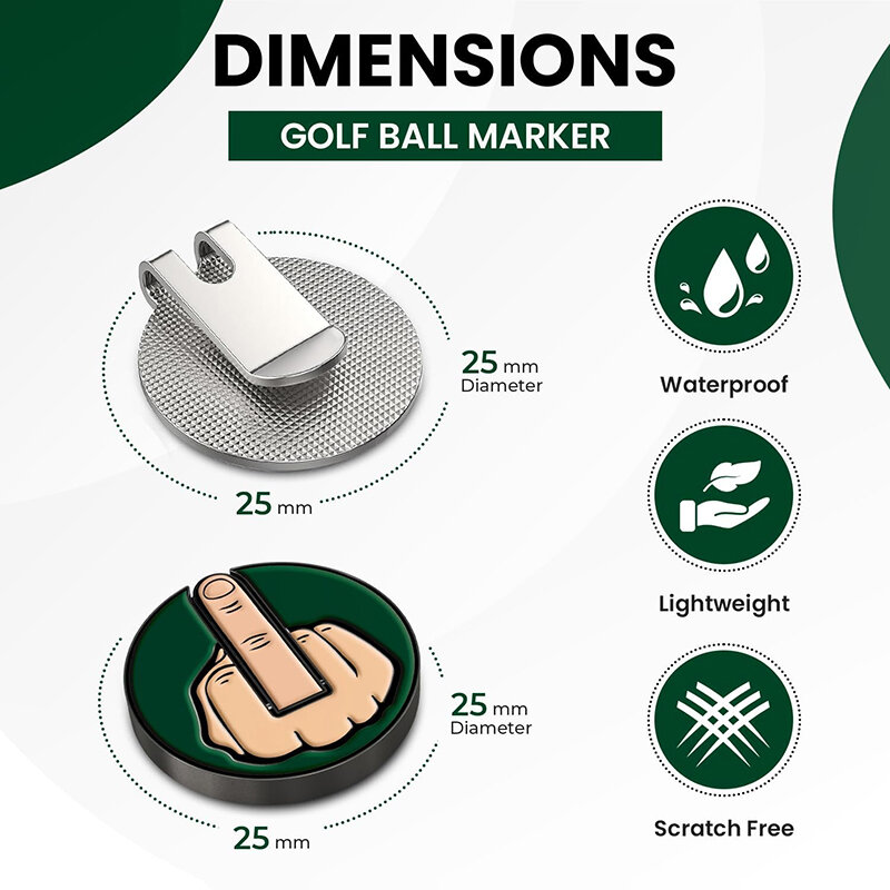 Забавный средний палец, маркер для мяча для гольфа, подарки, металлические съемные зажимы для колпачков для гольфа, зажим для мяча для гольфа