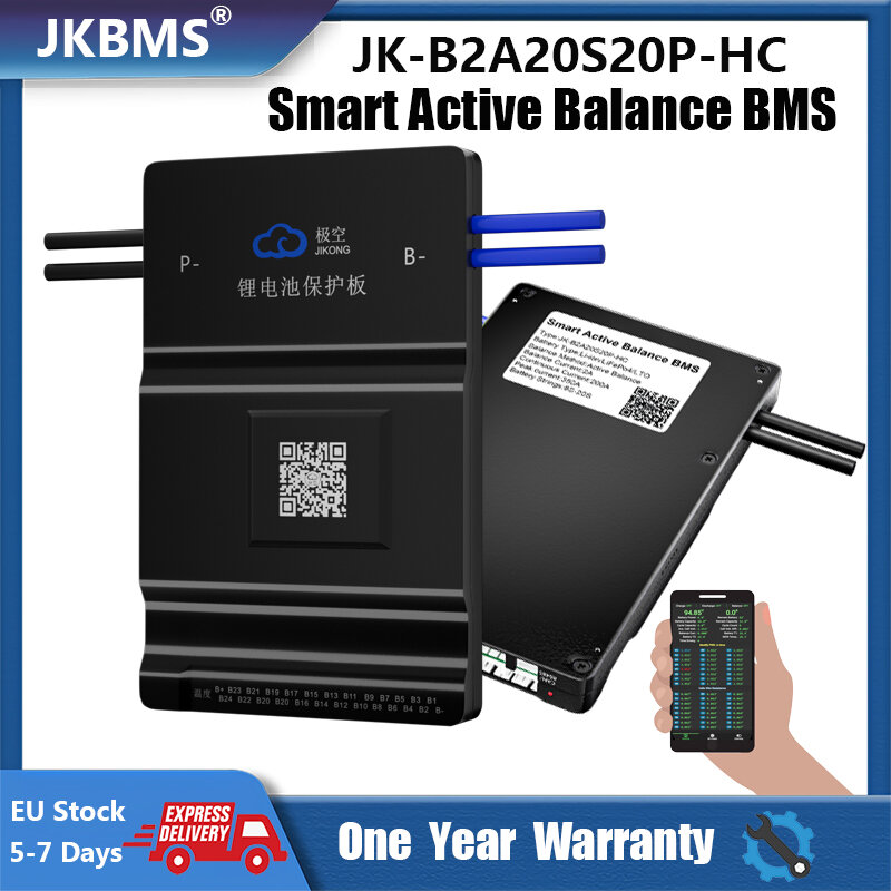 JKBMS الذكية BMS 8S ، LiFePO4 ، 200A ، بلوتوث مجاني ، وظيفة التدفئة ، بطارية ليثيوم RS485 ، لوحة التوازن ، BMS 20S ، 12V ، 24V مع وحدة تحكم