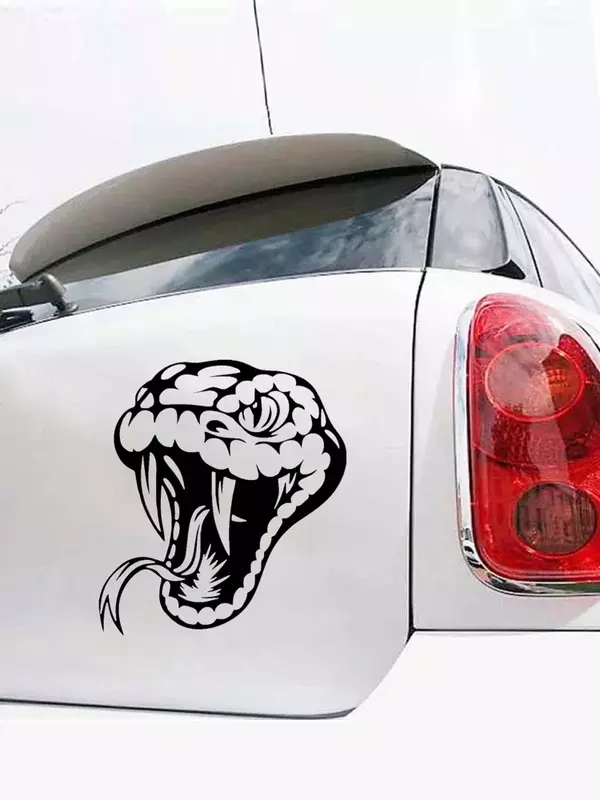 Автомобильная наклейка, черная прозрачная виниловая наклейка с головой змеи, водонепроницаемые Автомобильные украшения на бампер грузовика, наклейка на заднее стекло