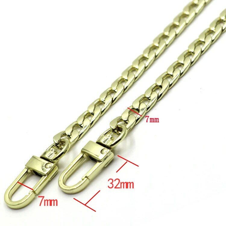 Cadena de Metal para bolso de mujer, repuesto de asa de 20-160cm, ancho plano, 7mm