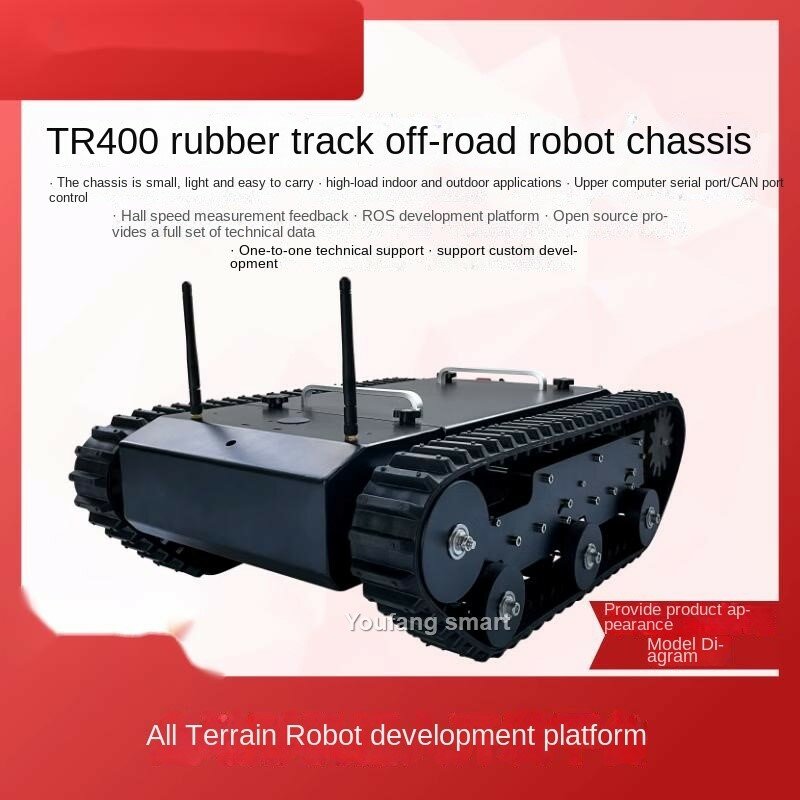 20Kg Belasting Tr400 Rc Tank Rubber Rupsbanden Chassis Hoge Koolstofstalen Ophanging Systeem Robot Auto Voor Fs Handvat Open Source Programma
