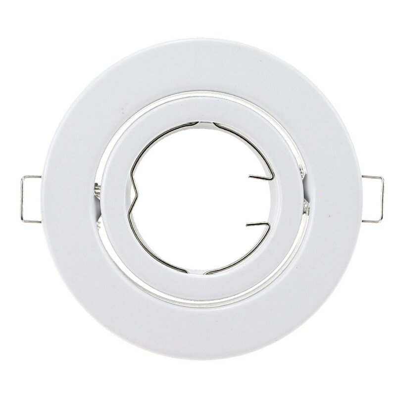 White Round Spotlights Lamp Frame Fixture Holders Adjustable Cutout 3'' Iron Metal
