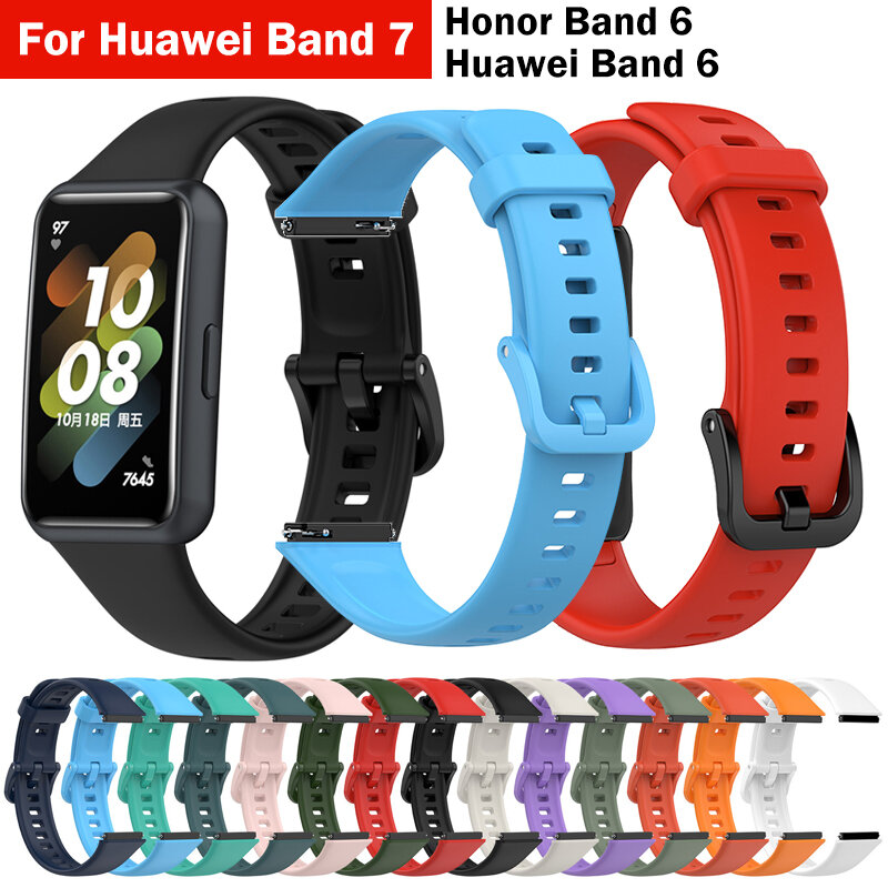 Bracelet de montre pour Huawei Band 7 6 SmartWatch, bracelet de sport, ceinture de remplacement en silicone pour Huawei Band 7 Strap Bracelet Wrist Bands
