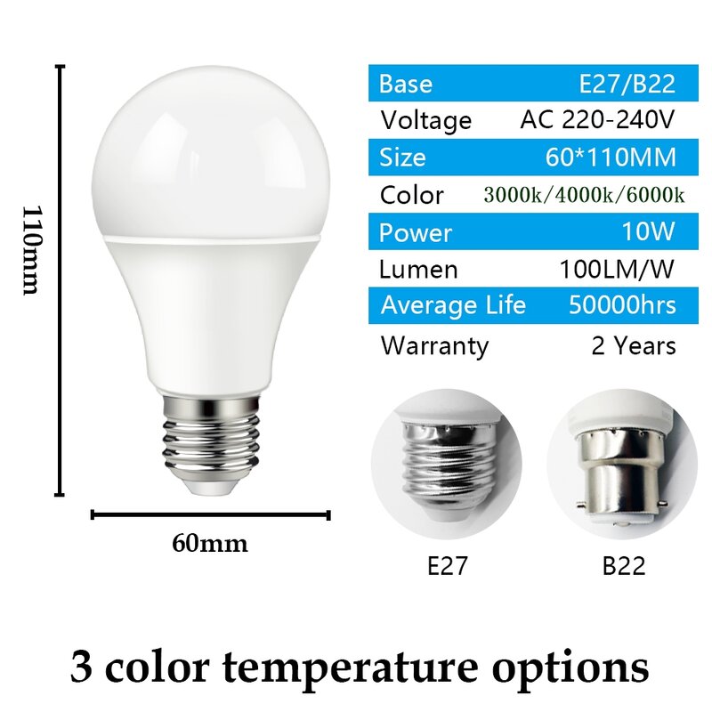 LED Dusk To Dawn Bulb 10W E27 ​Sensor Outdoor Light AC220V High warm white light Day Night Light Auto ON/OFF LED Smart Lamp