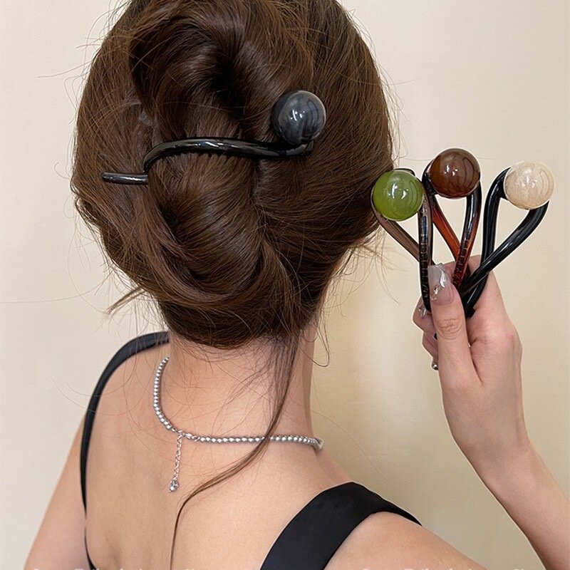 Vintage s Form Eleganz Kaffee Perle Haarnadeln für Frauen Pferdes chwanz Twist Haars pangen Mode Hai Clip Haars pangen Haarschmuck