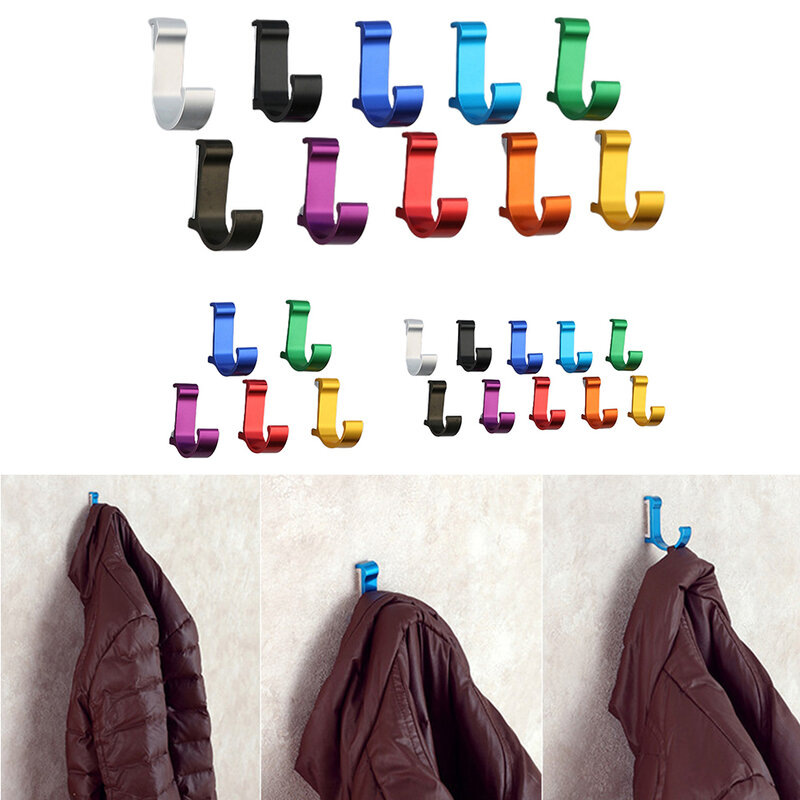 1 Pc Cloth Hook Aluminum Colorful Wall Mounted Coat Robe Hooks Clothes Bag Towel Hanger Hook For Home Decoration Accessories