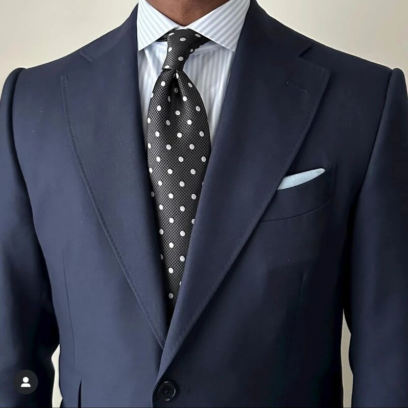 Navy Blue Suits For Mens Formal Business Blazer Wedding Groom Tuxedo Slim Fit 2 Piece Set Jacket Pants Traje De Hombre Elegante