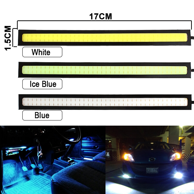 Super brilhante impermeável LED COB luz de nevoeiro, luz diurna, 12V, 6500K, luz do carro, Auto Interior Styling, Bar Lamp, 17cm, 6 pcs