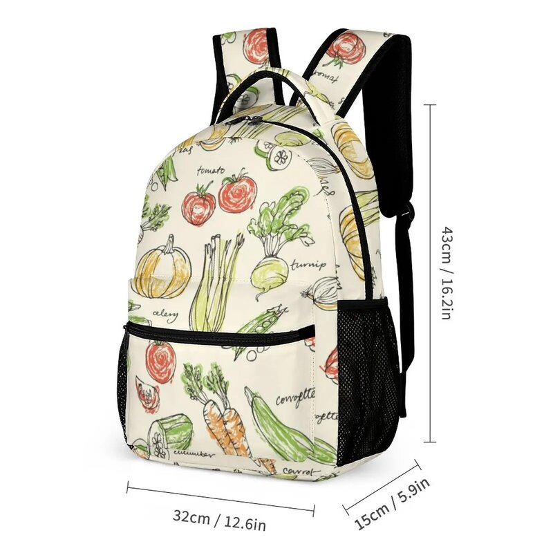 야채 배낭 맞춤형 인쇄 학생 배낭, 캐주얼 여행 배낭, 어린이 만화 학교 가방, 대용량 가방