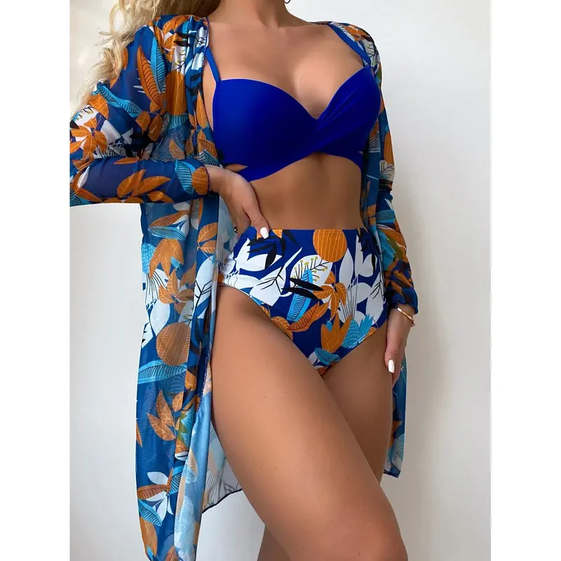 2024 letnie nowe Bikini spódnica na plażę zakrywający strój kąpielowy plażowe kobiety marszczone Biquini kostium kąpielowy strój kąpielowy plażowy