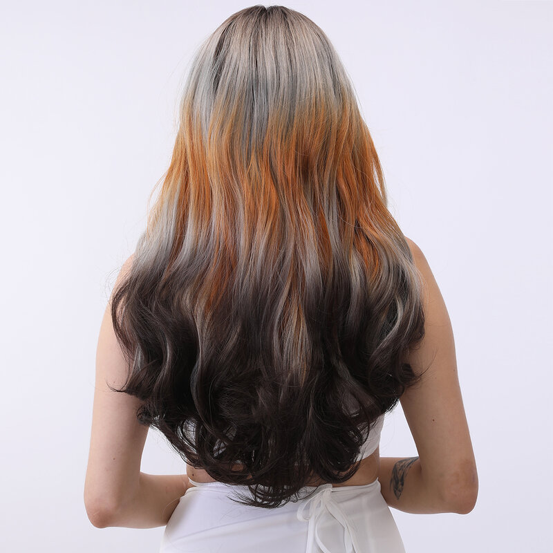 Smilco смешанные цвета коричневый оранжевый серый синтетический кружевной фронтальный вьющийся боб парик Невидимый кружевной фронтальный предварительно выщипанный волнистый парик термостойкий