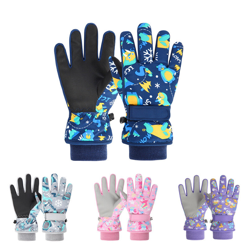 High Quality Children Kids Ski Gloves Winter Snowboard Snow Warm Glove Boys Girl Waterproof Thicken Mittens Keep Finger Warm