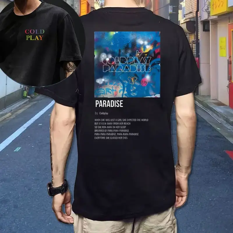 Coldplays T-shirt Short Sleeved Pop Band T-shirt Men's Fashion High quality T-shirt Men's Street Style Top Korean Version Tee
