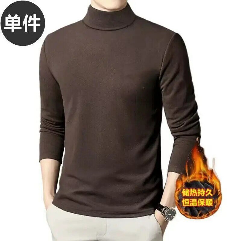 Camiseta gruesa de cuello alto para hombre, camisa básica de lana de manga larga, ropa interior de Color sólido, otoño e invierno, novedad de 2022