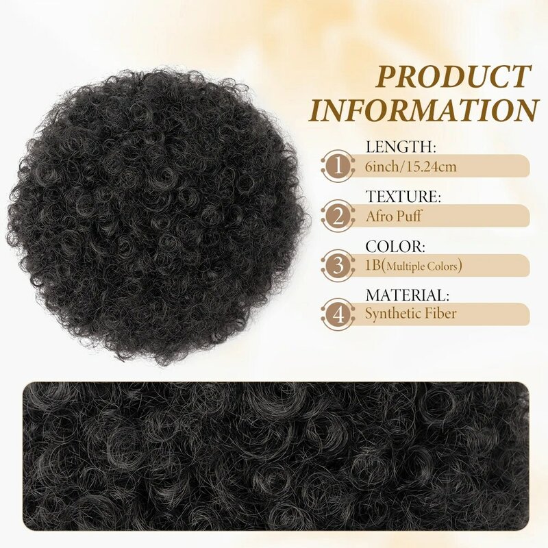 Afro Puff Proximity Ponytail Extension, Kinky Bun réinitialisation On, Short Premium Synthetic, Curly Bun, Wstring