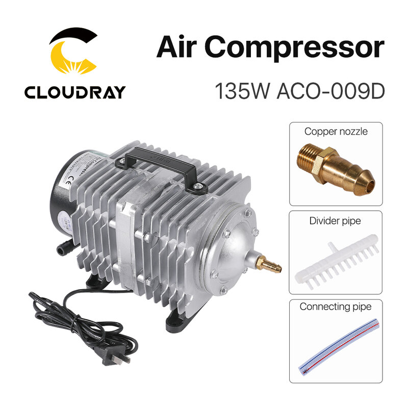 Воздушный компрессор Cloudray 135 Вт, Электрический магнитный воздушный насос для лазерной гравировки и резки CO2