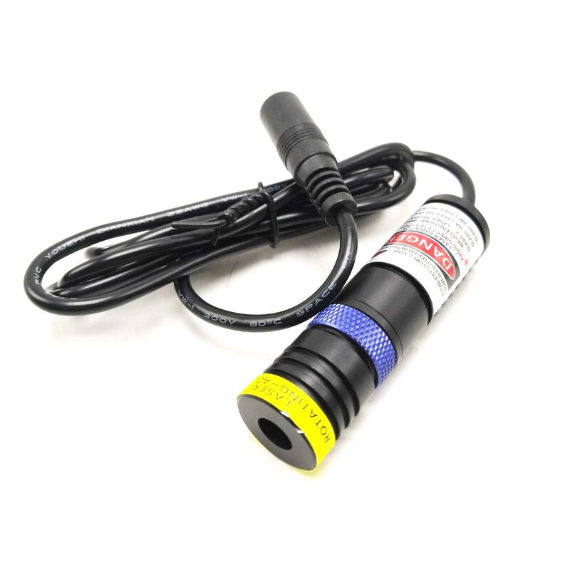 Lampu biru murni 450nm 50mW Laser Diode Locator dapat fokus yang dapat disesuaikan modul Laser fokus 18X65mm dengan adaptor 5V