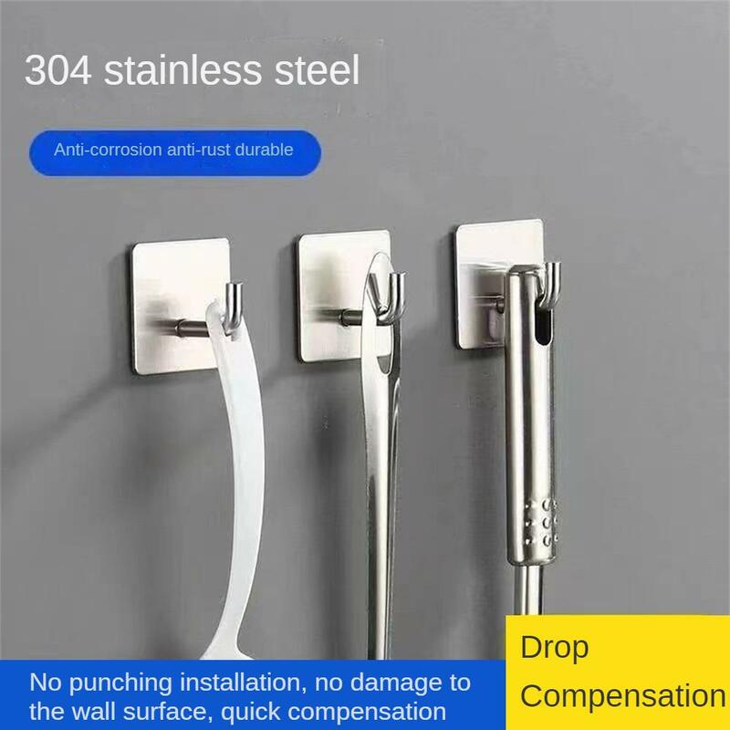Gantungan Kunci Stainless Steel, Gantungan Kunci berperekat kuat, Multi fungsi, kait Viscose untuk dinding pintu dapur kamar mandi