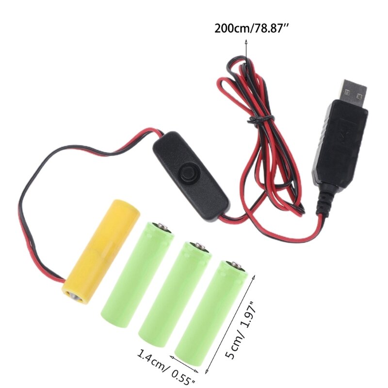 QX2B Convertidor energía USB Eliminadores baterías AA Reemplazar 4 baterías AA 1,5 V