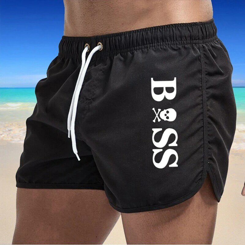 Celana olahraga pria, celana pendek olahraga pantai latihan tipis musim panas cepat kering XL-XXXL 2024