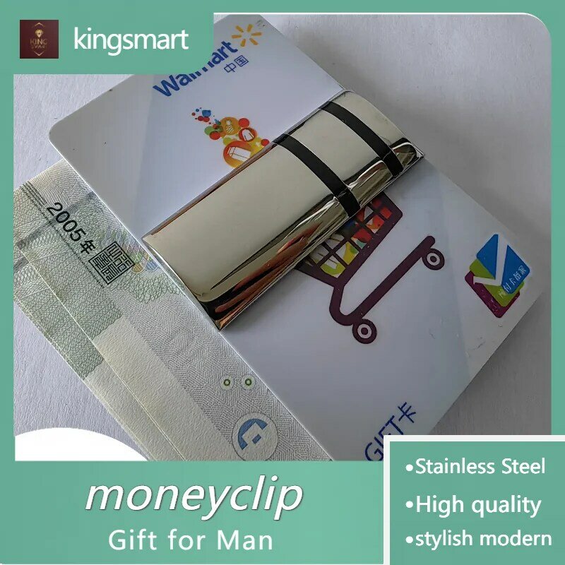 Black Enamel Stainless Steel Money Clip Holder Slim Pocket Cash Credit Card Shiny Polished Customer's Design aAccepted