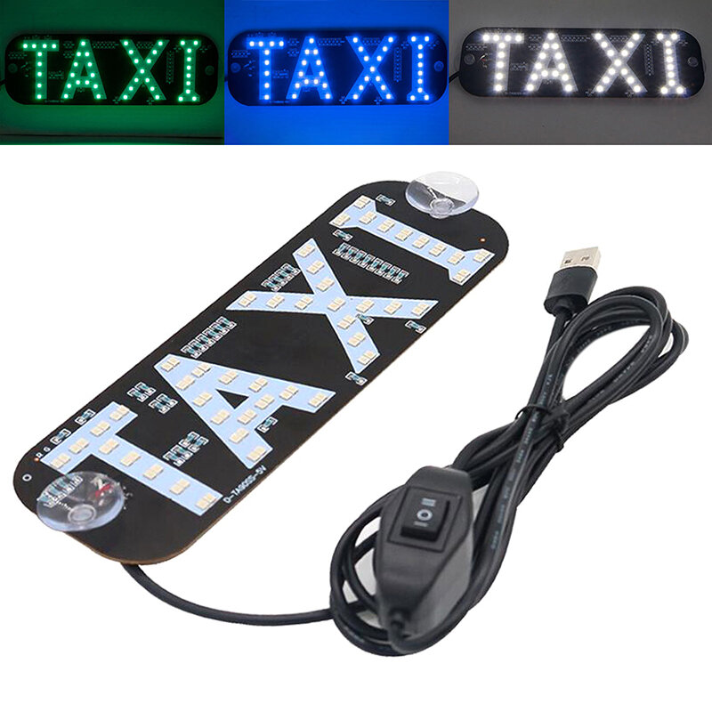 듀얼 컬러 택시 LED 사인 라이트 장식, 2 가지 색상 변경 가능, USB 포함, 자동차 창문 후크
