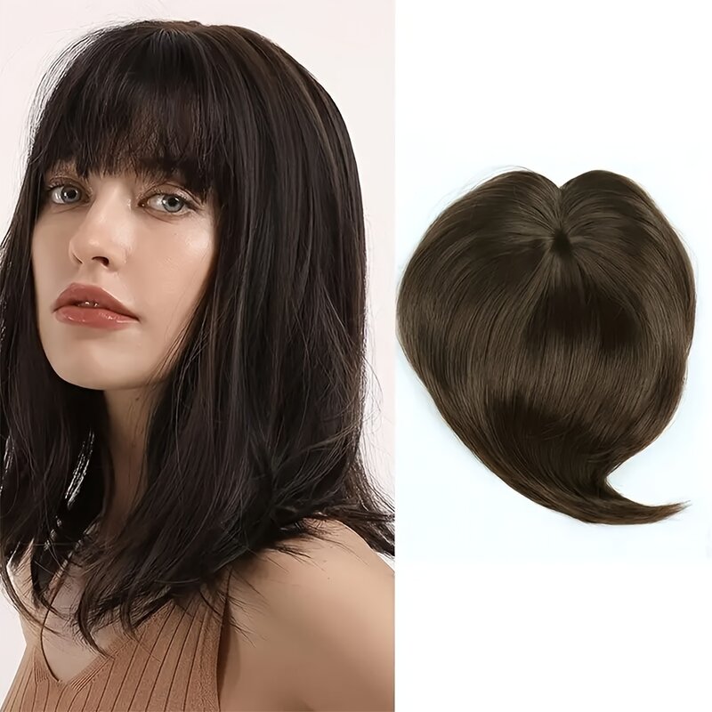 Topper z grzywką do włosów doczepiane włosy Fringe fałszywe peruki syntetyczna prosta treska dla kobiet na imprezę cosplay codziennego użytku