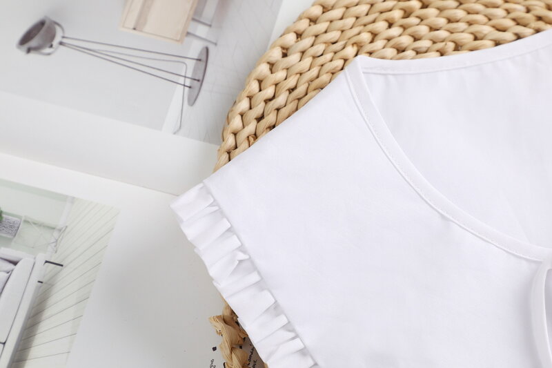 Linbaiway Katun Kerah Palsu Besar Selendang Wanita Putih Gaun Mudah Dilepas Kerah Bungkus Selendang Aksesoris 2023 Kerah Palsu