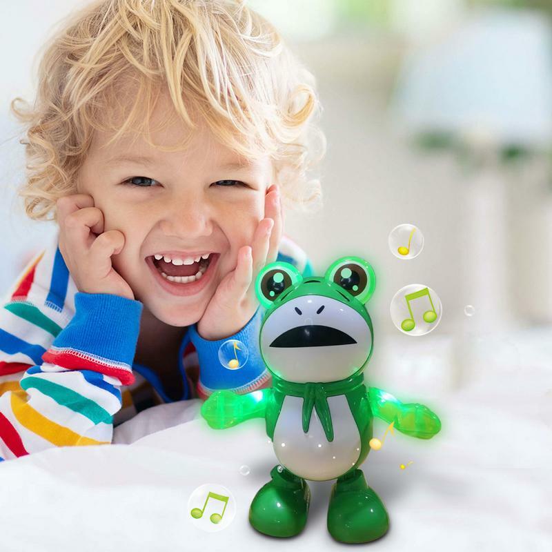 Juguete de rana eléctrica para niños, juguetes sensoriales verdes, lindos juguetes eléctricos para desarrollar la imaginación, juguetes de animales para caminar y bailar