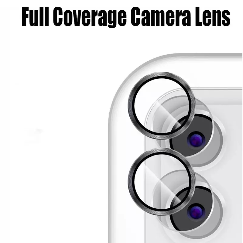 Metal Camera Lens Protector Ring, Cobertura Total, Filme para Tudo, Telefone 1, 2