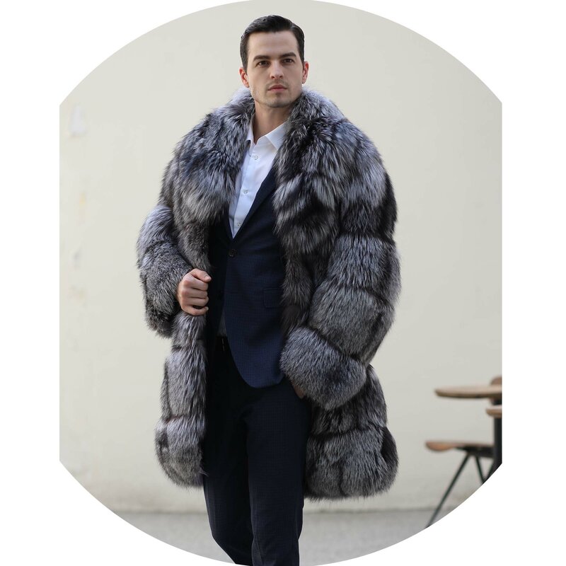 Мужская Роскошная Толстая куртка из Меха чернобурки, Высококачественная куртка по индивидуальному размеру