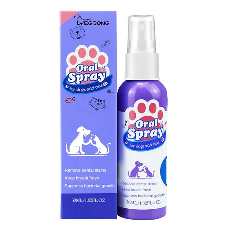 Pet Oral Dentes Spray De Limpeza, Removedor de Respiração, Pet Care, Placa, Desodorante, Freshener, Dog Suprimentos, 30ml, H5M7