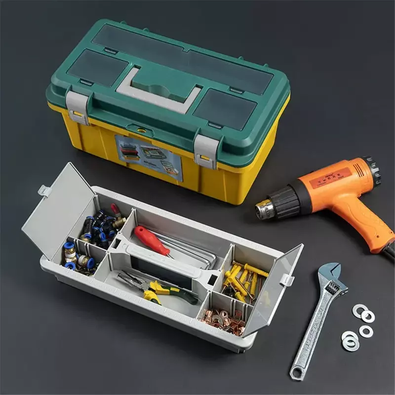 Двухслойный органайзер для инструментов с разделителями крышек, коробка для хранения, коробка для инструментов гаражного типа, органайзер для винтов, коробка для инструментов, приблизительная Новинка 2024
